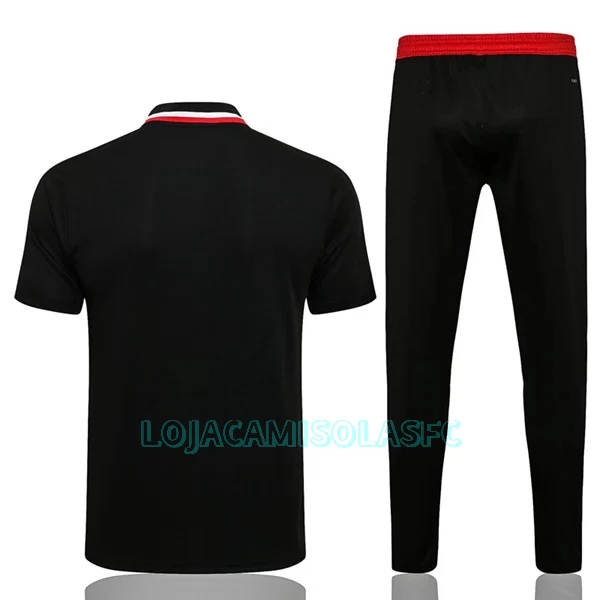Polo de Treino Manchester United Homem 2022/23 Preto Vermelho Branco
