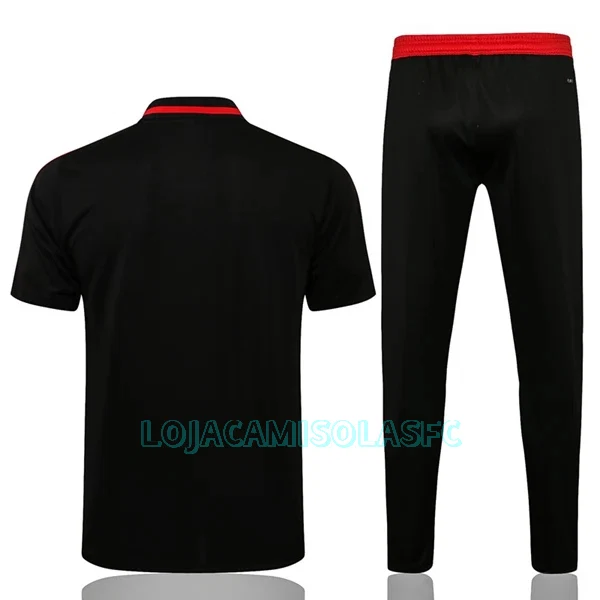 Polo de Treino Manchester United Homem 2022/23 Preto Vermelho Preto