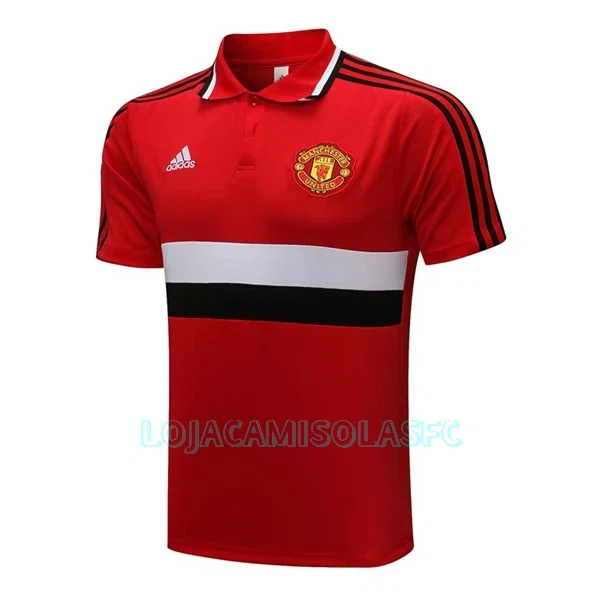 Polo de Treino Manchester United Homem 2022/23 Vermelho Preto Branco