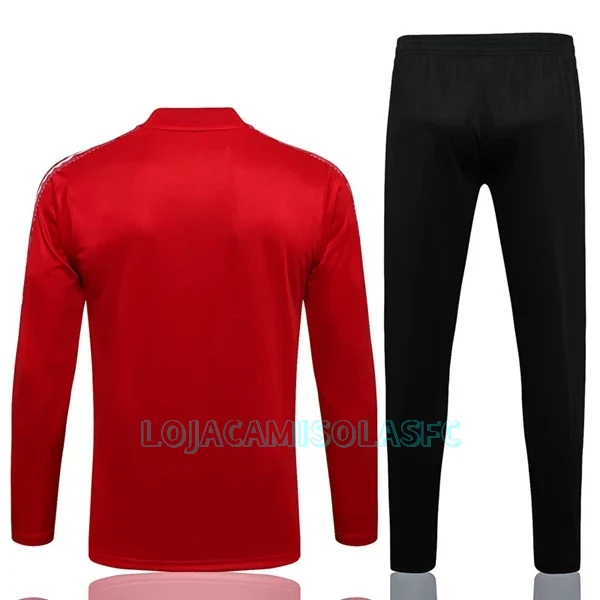Sweat de Treino Conjunto Manchester United Champions League Criança Quarto-Zíper 2022/23 Branca Vermelha
