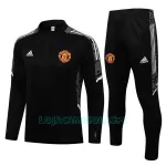 Sweat de Treino Conjunto Manchester United Champions League Criança Quarto-Zíper 2022/23 Preto Branco