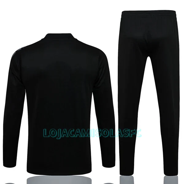 Sweat de Treino Conjunto Manchester United Champions League Criança Quarto-Zíper 2022/23 Preto Branco
