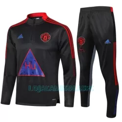 Sweat de Treino Conjunto Manchester United Criança Quarto-Zíper 2022/23 Cinza Escuro Sweat de Treino Conjunto Manchester United Criança Quarto-Zíper 2022/23 Cinza Escuro