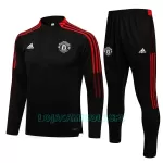 Sweat de Treino Conjunto Manchester United Criança Quarto-Zíper 2022/23 Preto Vermelho