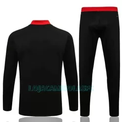 Sweat de Treino Conjunto Manchester United Criança Quarto-Zíper 2022/23 Preto Vermelho