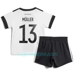Camisola Alemanha Müller 13 Criança Equipamento 1ª Mundial 2022 Camisola Alemanha Müller 13 Criança Equipamento 1ª Mundial 2022