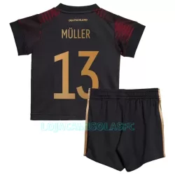 Camisola Alemanha Müller 13 Criança Equipamento 2ª Mundial 2022 Camisola Alemanha Müller 13 Criança Equipamento 2ª Mundial 2022