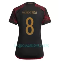 Camisola Alemanha Leon Goretzka 8 Mulher Equipamento 2ª Mundial 2022 Camisola Alemanha Leon Goretzka 8 Mulher Equipamento 2ª Mundial 2022