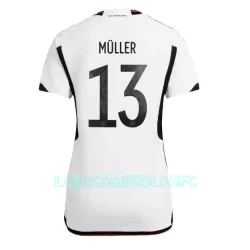 Camisola Alemanha Thomas Müller 13 Mulher Equipamento 1ª Mundial 2022 Camisola Alemanha Thomas Müller 13 Mulher Equipamento 1ª Mundial 2022