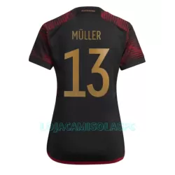 Camisola Alemanha Thomas Müller 13 Mulher Equipamento 2ª Mundial 2022 Camisola Alemanha Thomas Müller 13 Mulher Equipamento 2ª Mundial 2022