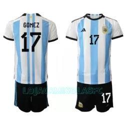 Camisola Argentina Alejandro Gomez 17 Criança Equipamento 1ª Mundial 2022 Camisola Argentina Alejandro Gomez 17 Criança Equipamento 1ª Mundial 2022