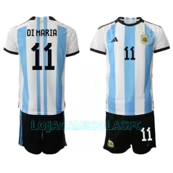 Camisola Argentina Angel Di Maria 11 Criança Equipamento 1ª Mundial 2022 Camisola Argentina Angel Di Maria 11 Criança Equipamento 1ª Mundial 2022