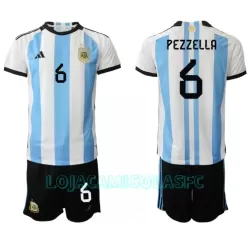 Camisola Argentina German Pezzella 6 Criança Equipamento 1ª Mundial 2022 Camisola Argentina German Pezzella 6 Criança Equipamento 1ª Mundial 2022