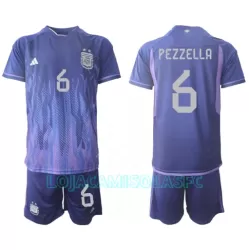 Camisola Argentina German Pezzella 6 Criança Equipamento 2ª Mundial 2022 Camisola Argentina German Pezzella 6 Criança Equipamento 2ª Mundial 2022
