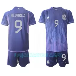 Camisola Argentina Julian Alvarez 9 Criança Equipamento 2ª Mundial 2022
