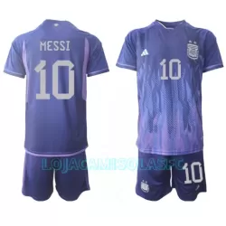 Camisola Argentina Lionel Messi 10 Criança Equipamento 2ª Mundial 2022