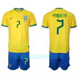Camisola Brasil Lucas Paqueta 7 Criança Equipamento 1ª Mundial 2022