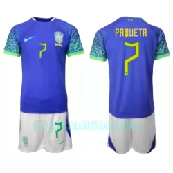 Camisola Brasil Lucas Paqueta 7 Criança Equipamento 2ª Mundial 2022