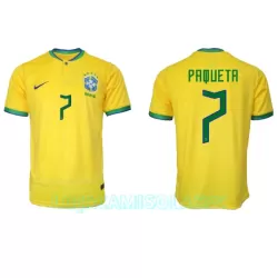 Camisola Brasil Lucas Paqueta 7 Homem Equipamento 1ª Mundial 2022 Camisola Brasil Lucas Paqueta 7 Homem Equipamento 1ª Mundial 2022