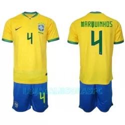 Camisola Brasil Marquinhos 4 Criança Equipamento 1ª Mundial 2022