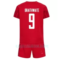 Camisola Dinamarca Martin Braithwaite 9 Criança Equipamento 1ª Mundial 2022