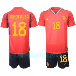 Camisola Espanha Jordi Alba 18 Criança Equipamento 1ª Mundial 2022 Camisola Espanha Jordi Alba 18 Criança Equipamento 1ª Mundial 2022