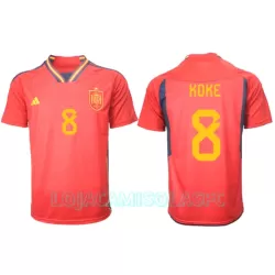 Camisola Espanha Koke 8 Homem Equipamento 1ª Mundial 2022 Camisola Espanha Koke 8 Homem Equipamento 1ª Mundial 2022