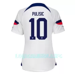 Camisola EUA Christian Pulisic 10 Mulher Equipamento 1ª Mundial 2022 Camisola EUA Christian Pulisic 10 Mulher Equipamento 1ª Mundial 2022