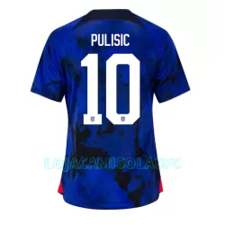 Camisola EUA Christian Pulisic 10 Mulher Equipamento 2ª Mundial 2022 Camisola EUA Christian Pulisic 10 Mulher Equipamento 2ª Mundial 2022