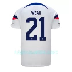 Camisola EUA Timothy Weah 21 Homem Equipamento 1ª Mundial 2022 Camisola EUA Timothy Weah 21 Homem Equipamento 1ª Mundial 2022