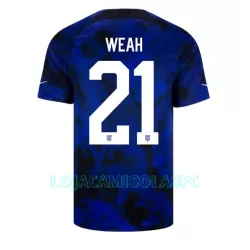 Camisola EUA Timothy Weah 21 Homem Equipamento 2ª Mundial 2022 Camisola EUA Timothy Weah 21 Homem Equipamento 2ª Mundial 2022
