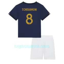 Camisola França Aurelien Tchouaméni 8 Criança Equipamento 1ª Mundial 2022 Camisola França Aurelien Tchouaméni 8 Criança Equipamento 1ª Mundial 2022
