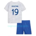 Camisola França Karim Benzema 19 Criança Equipamento 2ª Mundial 2022