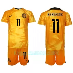 Camisola Holanda Steven Berghuis 11 Criança Equipamento 1ª Mundial 2022 Camisola Holanda Steven Berghuis 11 Criança Equipamento 1ª Mundial 2022