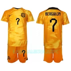 Camisola Holanda Steven Bergwijn 7 Criança Equipamento 1ª Mundial 2022 Camisola Holanda Steven Bergwijn 7 Criança Equipamento 1ª Mundial 2022