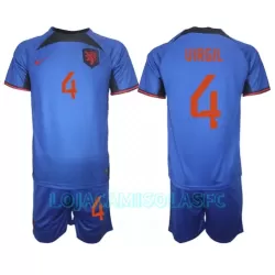 Camisola Holanda Virgil van Dijk 4 Criança Equipamento 2ª Mundial 2022