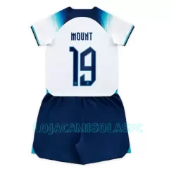 Camisola Inglaterra Mason Mount 19 Criança Equipamento 1ª Mundial 2022 Camisola Inglaterra Mason Mount 19 Criança Equipamento 1ª Mundial 2022