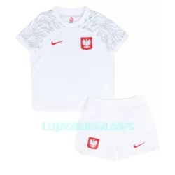 Camisola Polônia Criança Equipamento 1ª Mundial 2022 Camisola Polônia Criança Equipamento 1ª Mundial 2022