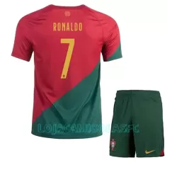 Camisola Portugal Cristiano Ronaldo 7 Criança Equipamento 1ª Mundial 2022 Camisola Portugal Cristiano Ronaldo 7 Criança Equipamento 1ª Mundial 2022