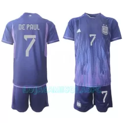 Camisola Argentina de Paul 7 Criança Equipamento 2ª Mundial 2022 Camisola Argentina de Paul 7 Criança Equipamento 2ª Mundial 2022