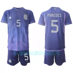 Camisola Argentina Leandro Paredes 5 Criança Equipamento 2ª Mundial 2022 Camisola Argentina Leandro Paredes 5 Criança Equipamento 2ª Mundial 2022