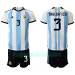 Camisola Argentina Nicolas Tagliafico 3 Criança Equipamento 1ª Mundial 2022