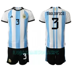 Camisola Argentina Nicolas Tagliafico 3 Criança Equipamento 1ª Mundial 2022 Camisola Argentina Nicolas Tagliafico 3 Criança Equipamento 1ª Mundial 2022