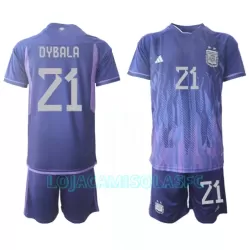 Camisola Argentina Paulo Dybala 21 Criança Equipamento 2ª Mundial 2022 Camisola Argentina Paulo Dybala 21 Criança Equipamento 2ª Mundial 2022