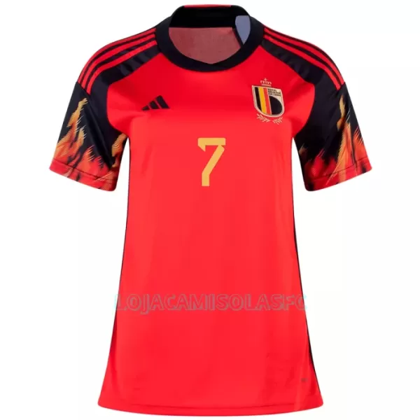 Camisola Bélgica DE BRUYNE 7 Mulher Equipamento 1ª Mundial 2022
