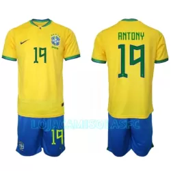 Camisola Brasil Antony 19 Criança Equipamento 1ª Mundial 2022 Camisola Brasil Antony 19 Criança Equipamento 1ª Mundial 2022