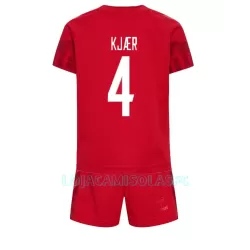 Camisola Dinamarca Simon Kjaer 4 Criança Equipamento 1ª Mundial 2022