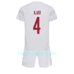 Camisola Dinamarca Simon Kjaer 4 Criança Equipamento 2ª Mundial 2022