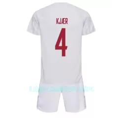 Camisola Dinamarca Simon Kjaer 4 Criança Equipamento 2ª Mundial 2022 Camisola Dinamarca Simon Kjaer 4 Criança Equipamento 2ª Mundial 2022