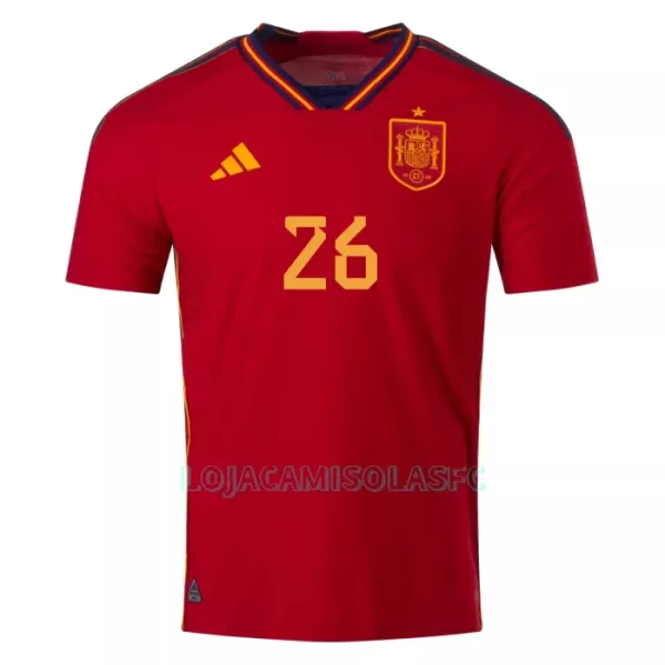 Camisola Espanha PEDRI 26 Homem Equipamento 1ª Mundial 2022